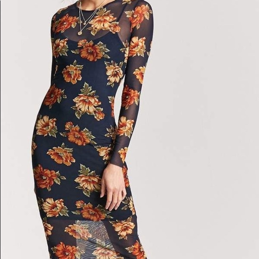 Like new mesh floral midi dress